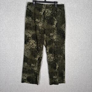 Vintage 90s Velvet Pants 16 Paisley Lace Print Forest‎ Maximalism Loud Quirky